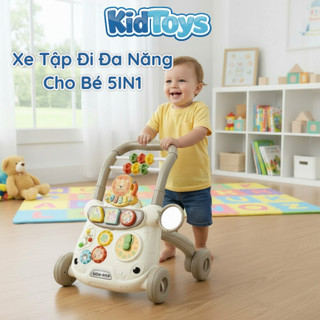 Xe tập đi đa năng 5in1 KidToys – xe đẩy tập đi có nhạc kèm bàn đồ chơi cho bé