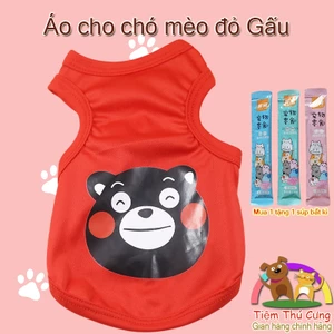 Áo Cho Chó Mèo Hình Gấu Kumamon Dễ Thương - Áo Thun Sát Nách Cho Thú Cưng Mềm Mại, Thoáng Mát