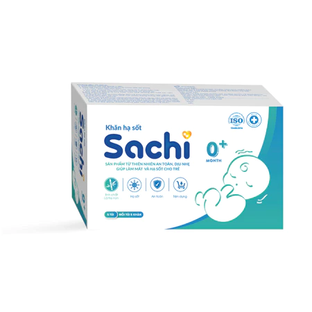 Khăn hạ sốt thảo dược SACHI 0+ cho trẻ sơ sinh từ 0 tháng tuổi dịu nhẹ, giúp hạ nhiệt, giảm sốt, làm mát da