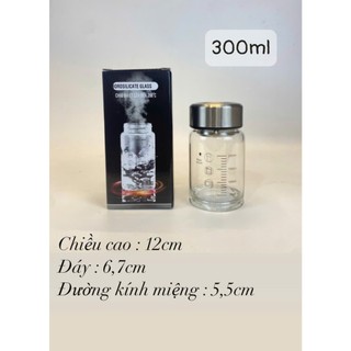 Bình Thủy Tinh Cao Cấp Chia Vạch RUBY, Có Lõi Lọc Trà, Chịu Nhiệt Tốt, Tặng Cọ Rửa , Túi Vải