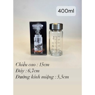 Bình Thủy Tinh Cao Cấp Chia Vạch RUBY, Có Lõi Lọc Trà, Chịu Nhiệt Tốt, Tặng Cọ Rửa , Túi Vải