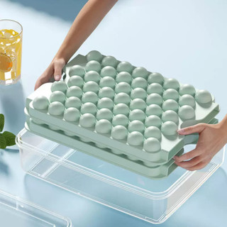 Bộ Khuôn Làm Đá Viên 246 Ô Nhiều Lớp, Khay Đá Tròn Nhấn Có Nắp Đậy Chống Mùi, Kèm Hộp Đựng Và Muỗng Xúc