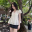 Áo Babydoll phối tơ cổ V dáng bí phồng, áo kiểu nữ phong cách trẻ trung tiểu thư mỏng nhẹ