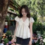 Áo Babydoll phối tơ cổ V dáng bí phồng, áo kiểu nữ phong cách trẻ trung tiểu thư mỏng nhẹ