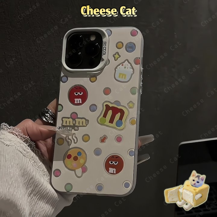 M M Ốp điện thoại cứng hình hạt đậu sô cô la nhiều màu sắc cho iPhone 13 14 12 11 15 16 17 Pro Max 16E 7Plus