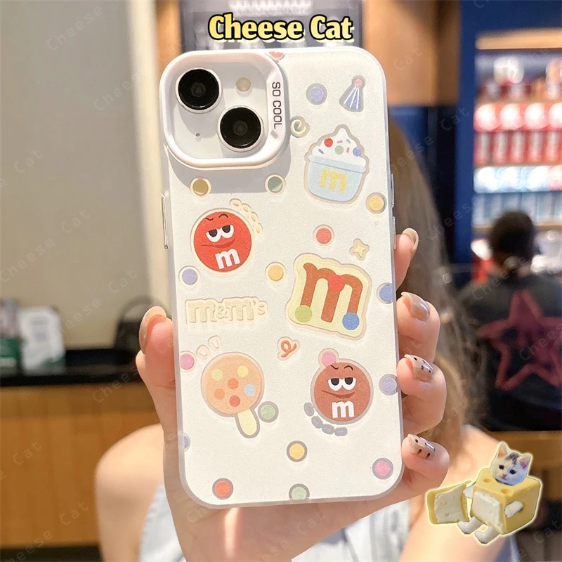 M M Ốp điện thoại cứng hình hạt đậu sô cô la nhiều màu sắc cho iPhone 13 14 12 11 15 16 17 Pro Max 16E 7Plus