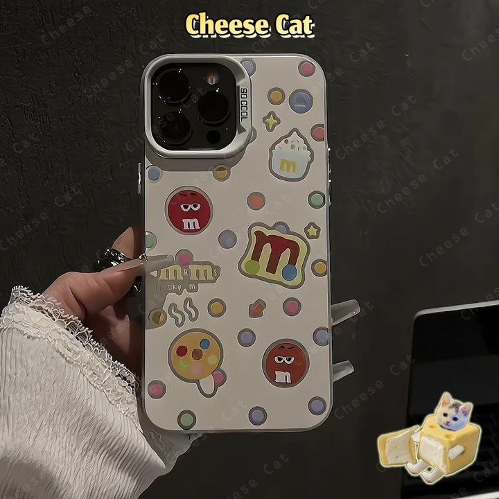 M M Ốp điện thoại cứng hình hạt đậu sô cô la nhiều màu sắc cho iPhone 13 14 12 11 15 16 17 Pro Max 16E 7Plus