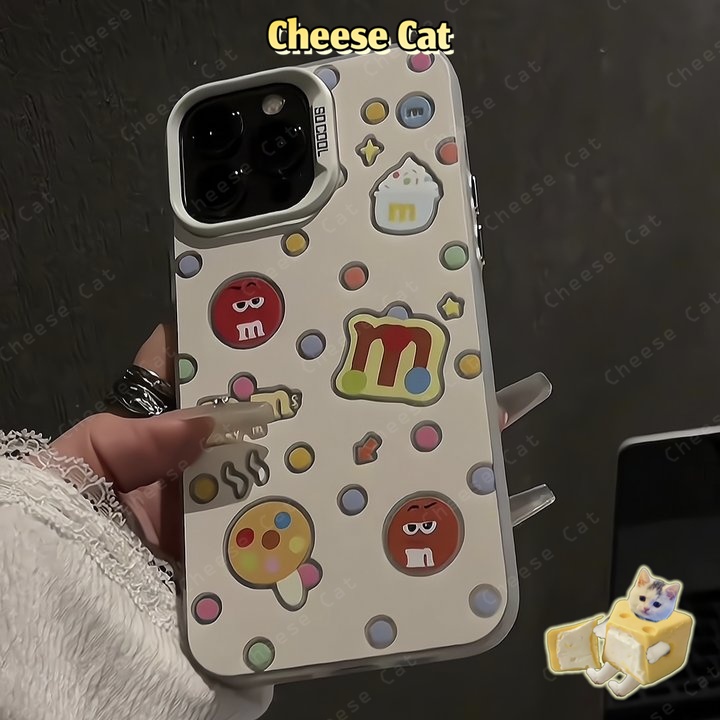 M M Ốp điện thoại cứng hình hạt đậu sô cô la nhiều màu sắc cho iPhone 13 14 12 11 15 16 17 Pro Max 16E 7Plus