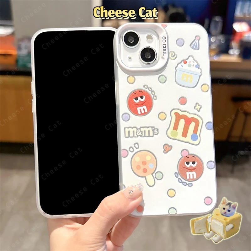 M M Ốp điện thoại cứng hình hạt đậu sô cô la nhiều màu sắc cho iPhone 13 14 12 11 15 16 17 Pro Max 16E 7Plus