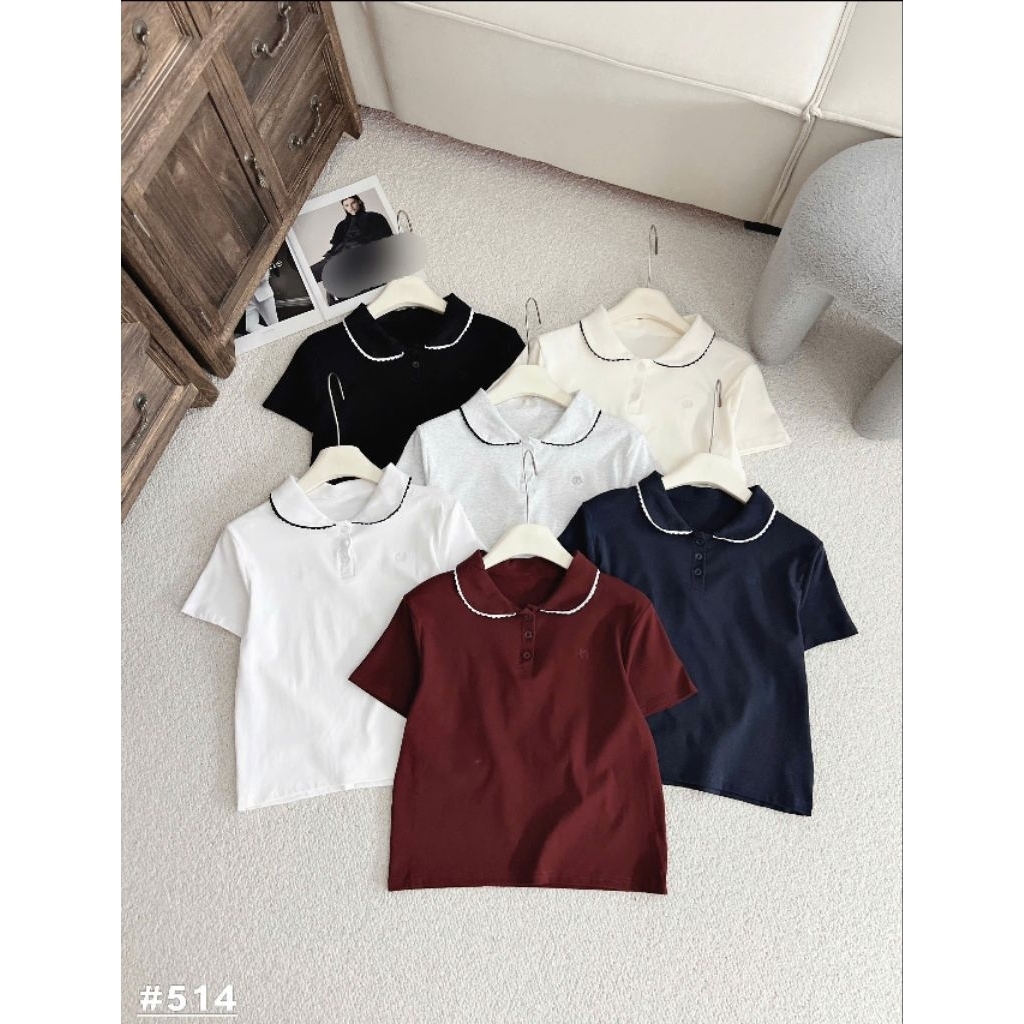 [𝑯𝒂 𝑨𝒏𝒉] Áo Polo Cộc Cổ Sen Nơ QCL1