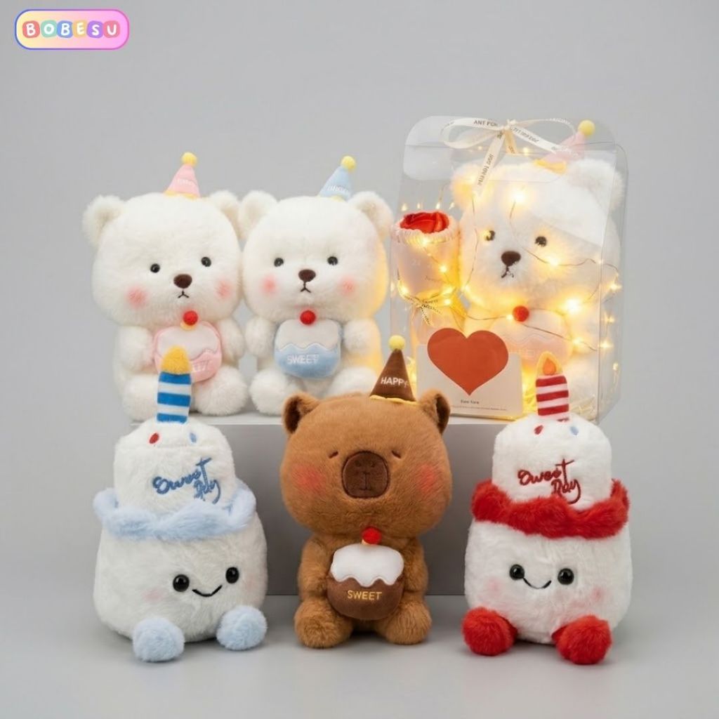 Gấu Bông Sinh Nhật Mini Lena,Capybara,Bánh Kem Quà Tặng Sinh Nhật Đáng Yêu Cho Bé,Người Yêu