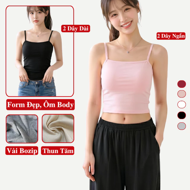 Áo Croptop 2 Dây Nữ Chất Thun Co Giãn Ôm Body Madela, Áo Thun Croptop Nữ Hai Dây Nữ Ngắn Mùa Hè Dáng Ôm.