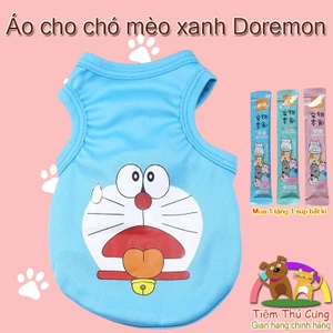 Áo Ba Lỗ Cho Chó Mèo Hình Doraemon Dễ Thương - Áo Thun Mát Mẻ, Co Giãn Tốt Cho Thú Cưng