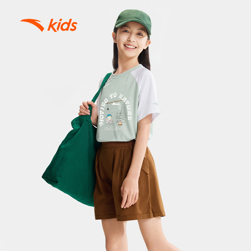 Anta Kids Áo Thun Bé Gái Thời Trang Thể Thao Mềm Mịn Mát Lạnh 3626B6109