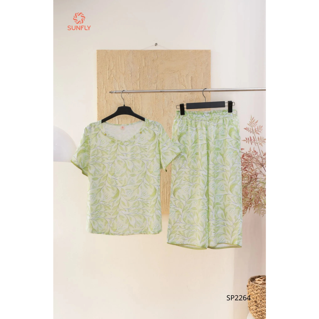 SP2264 Đồ bộ mặc nhà nữ lanh áo cộc quần ngố