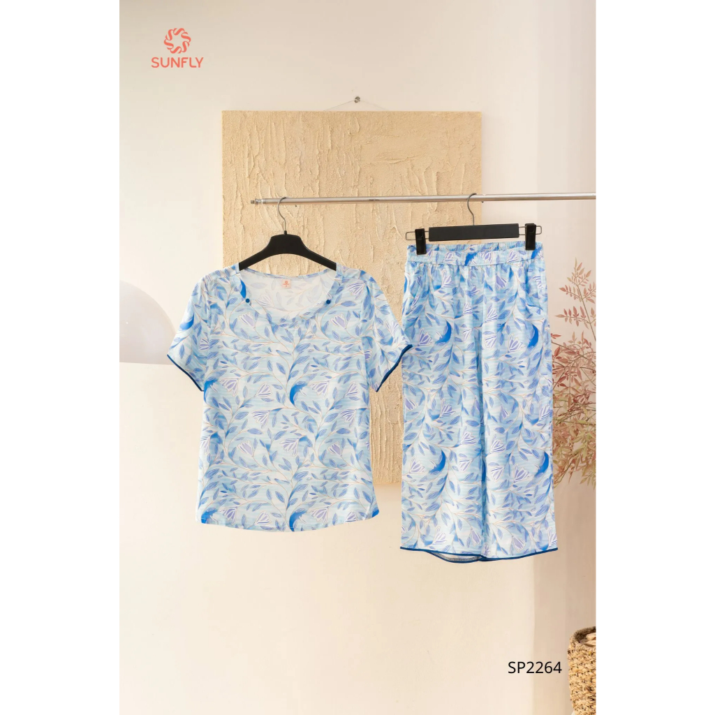 SP2264 Đồ bộ mặc nhà nữ lanh áo cộc quần ngố