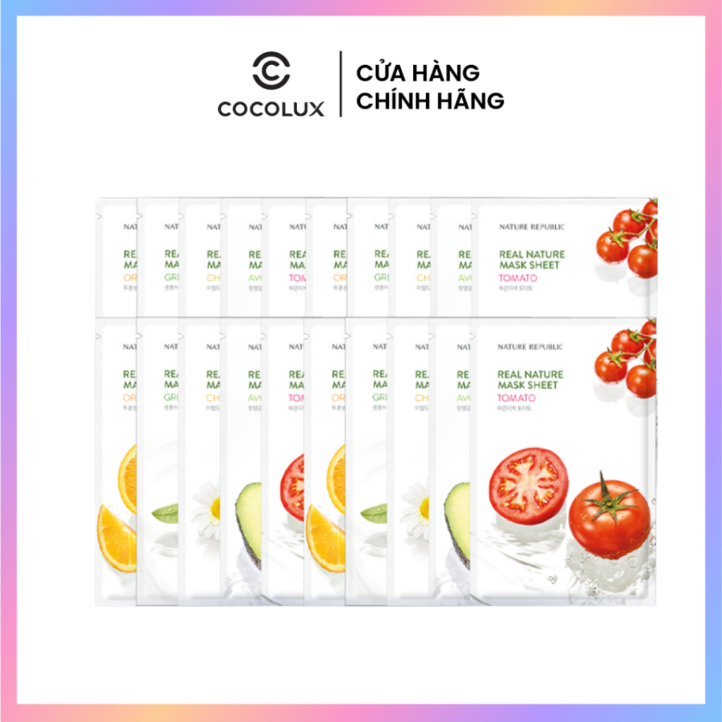 [1 MIẾNG] Mặt nạ Nature Republic hỗ trợ cấp ẩm, làm dịu, phục hồi, đều màu da Mask Sheet Real Nature 23ml
