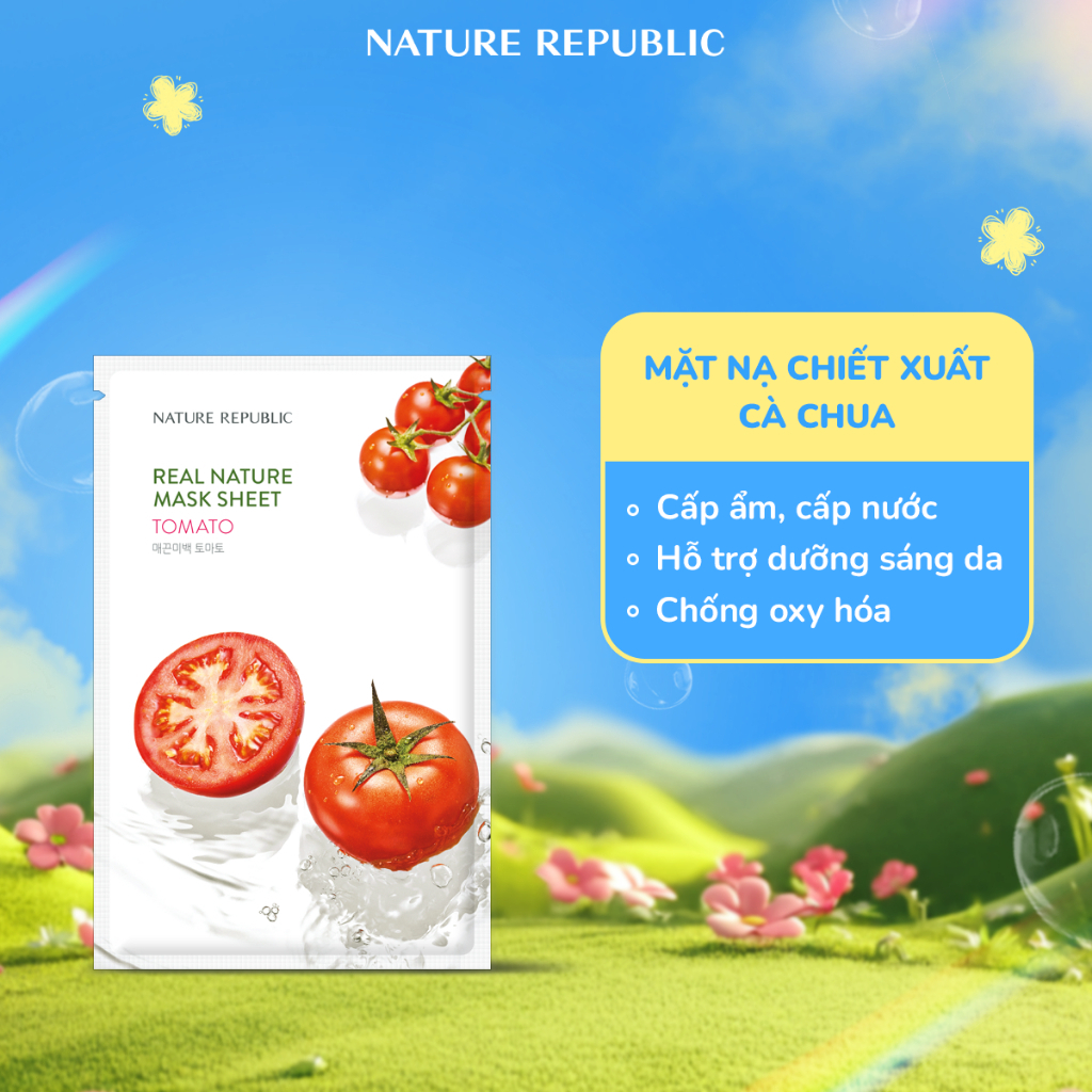 [1 MIẾNG] Mặt nạ Nature Republic hỗ trợ cấp ẩm, làm dịu, phục hồi, đều màu da Mask Sheet Real Nature 23ml