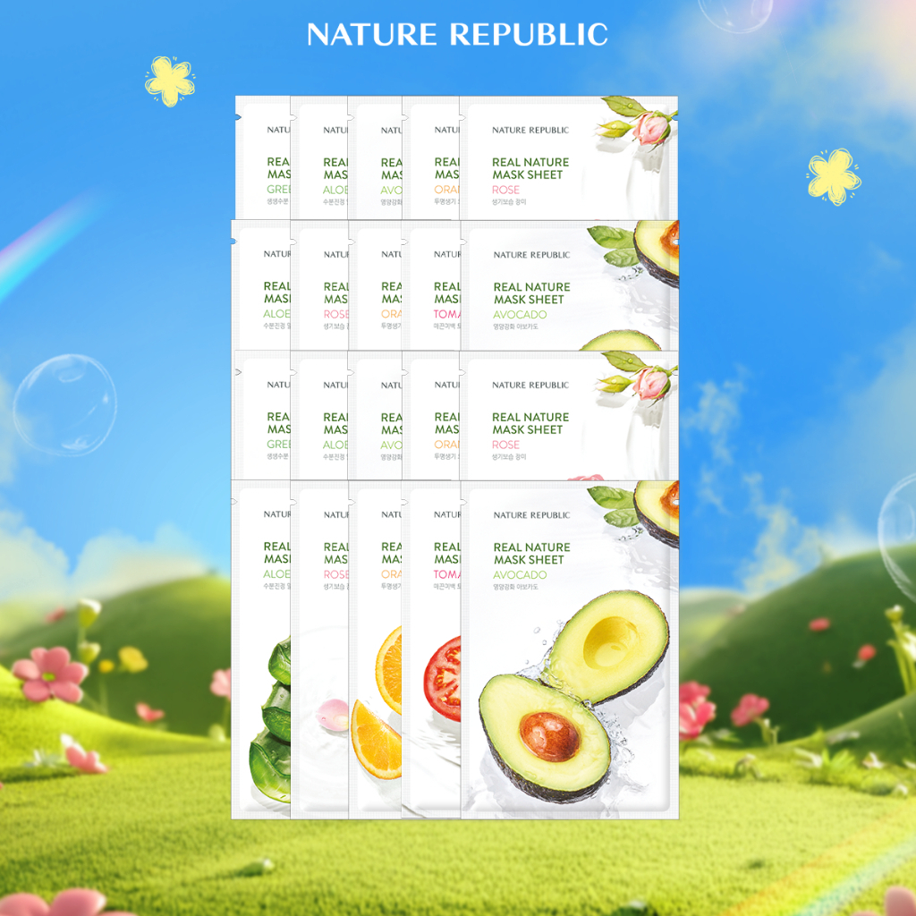 [1 MIẾNG] Mặt nạ Nature Republic hỗ trợ cấp ẩm, làm dịu, phục hồi, đều màu da Mask Sheet Real Nature 23ml