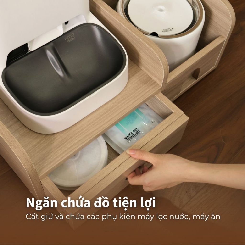 Kệ Gỗ Máy Ăn, Máy Lọc Nước Cho Chó Mèo HELIPET Chống Gù, Chống Trượt, An Toàn Cho Thú Cưng