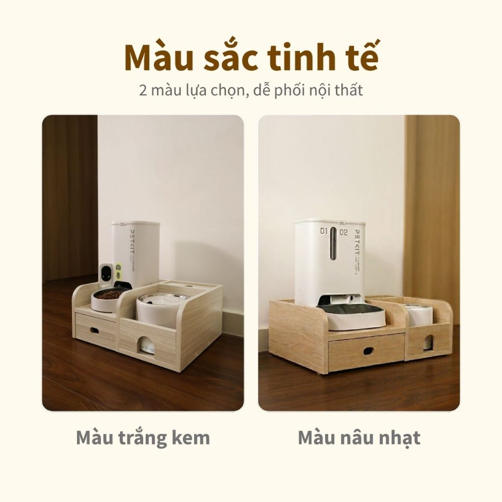 Kệ Gỗ Máy Ăn, Máy Lọc Nước Cho Chó Mèo HELIPET Chống Gù, Chống Trượt, An Toàn Cho Thú Cưng