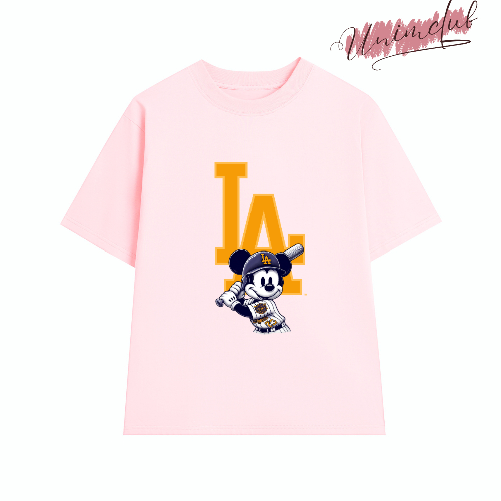 Áo Thun Mickey LA Bóng Chày 2026 Chất Liệu Cotton Cao Cấp Form Rộng Nam Nữ