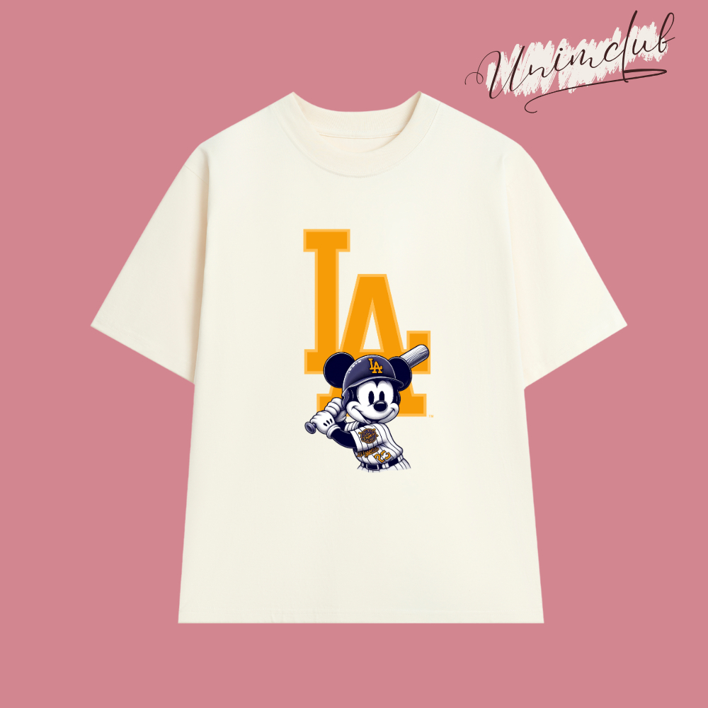 Áo Thun Mickey LA Bóng Chày 2026 Chất Liệu Cotton Cao Cấp Form Rộng Nam Nữ