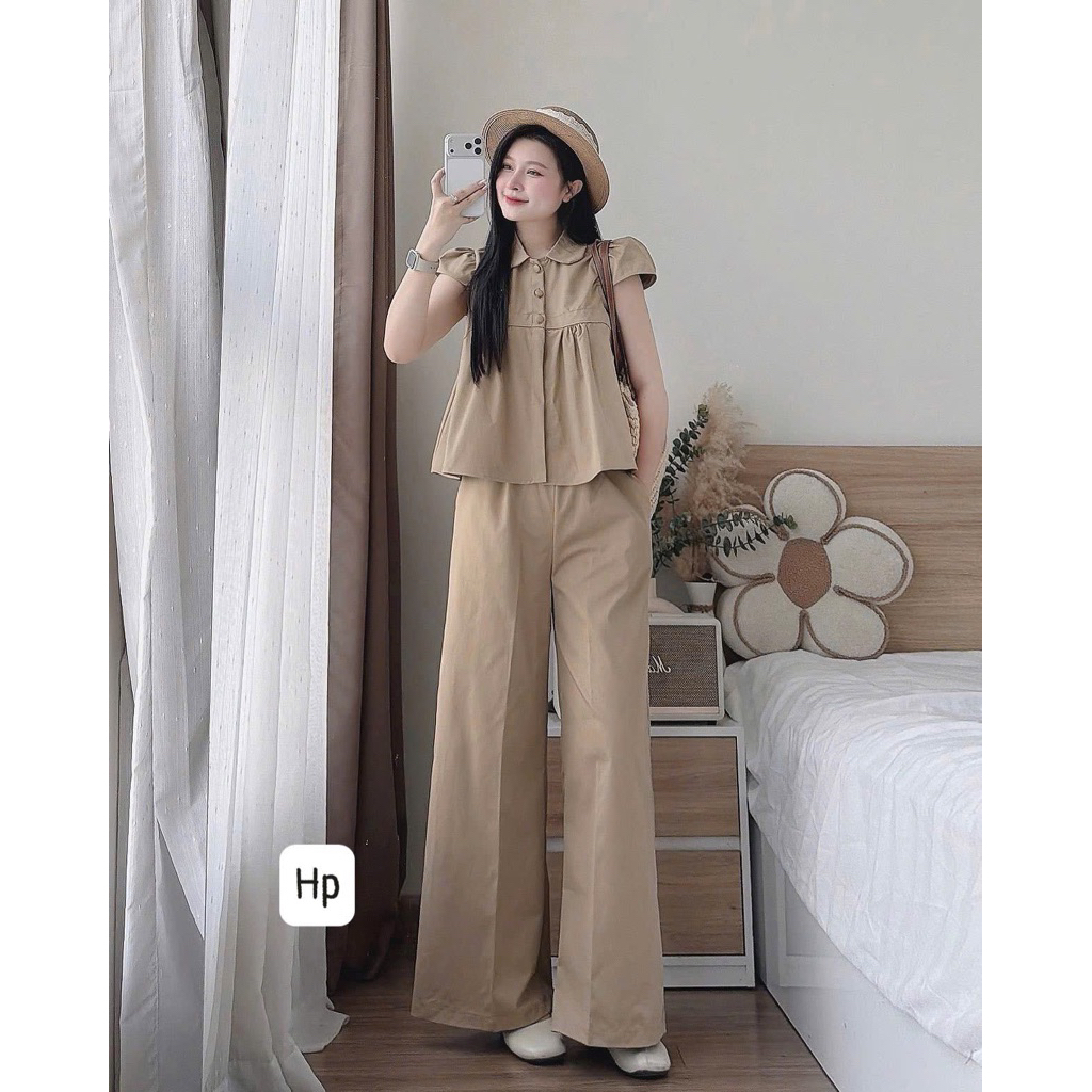 LR5- (HOẢ TỐC) Sét đồ bộ cổ sen form baby nút bộc (38-58kg)