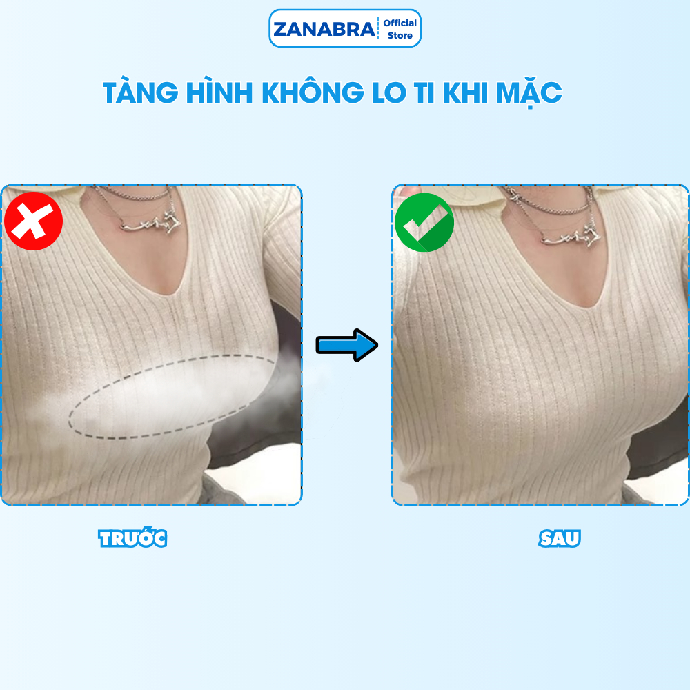 [ Hộp 5 Cặp ] Miếng dán ngực silicon dán ti tàng hình, silicon siêu mỏng siêu dính thoáng khí sử dụng nhiều lần ZANABRA