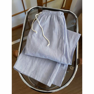 [Nhà Moom] Quần kẻ sọc ống rộng thiết kế dây chỉnh bụng, Mẹ Bầu mặc được trước và sau sinh