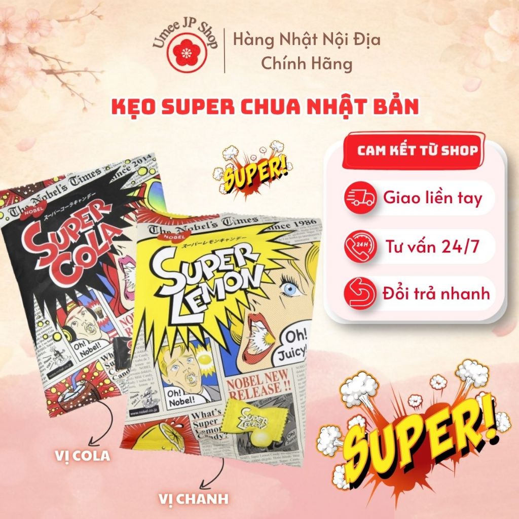 Kẹo Super Chua Nhật Bản gói 88g - Vị chanh & Vị cola - Hàng Nội Địa Nhật