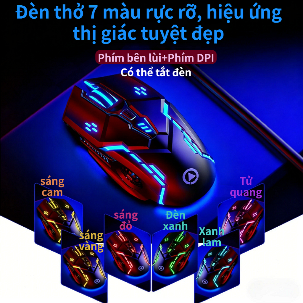 Chuột Gaming G5 Có Dây | Chuột Cơ Chơi Game 6 Nút 6D | Đèn LED 7 Màu | Điều Chỉnh DPI 4 Cấp
