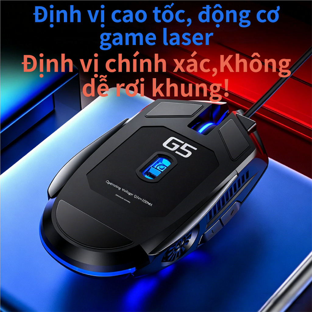 Chuột Gaming G5 Có Dây | Chuột Cơ Chơi Game 6 Nút 6D | Đèn LED 7 Màu | Điều Chỉnh DPI 4 Cấp