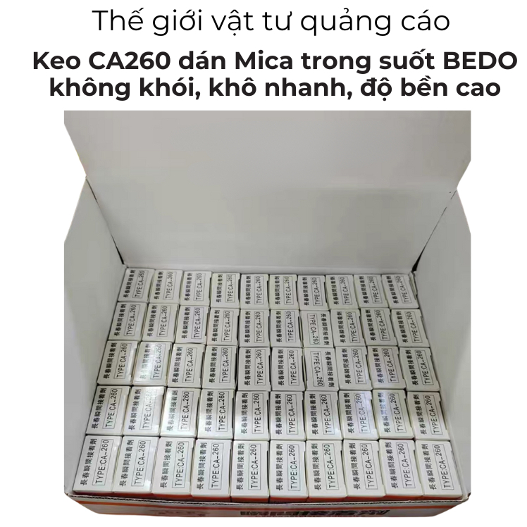 Combo 3 chai Keo CA260 dán mica trong suốt BEDO - Keo không khói, khô nhanh, kết dính mạnh cho mica, nhựa, alu