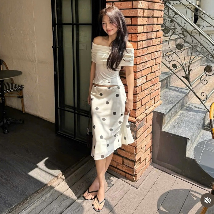 Chân Váy Cạp Trễ Đuôi Cá Chấm Bi RACHIN SKIRT Xòe Nhẹ Chất Liệu Voan Cát 2 Lớp SAN Clothings - P195