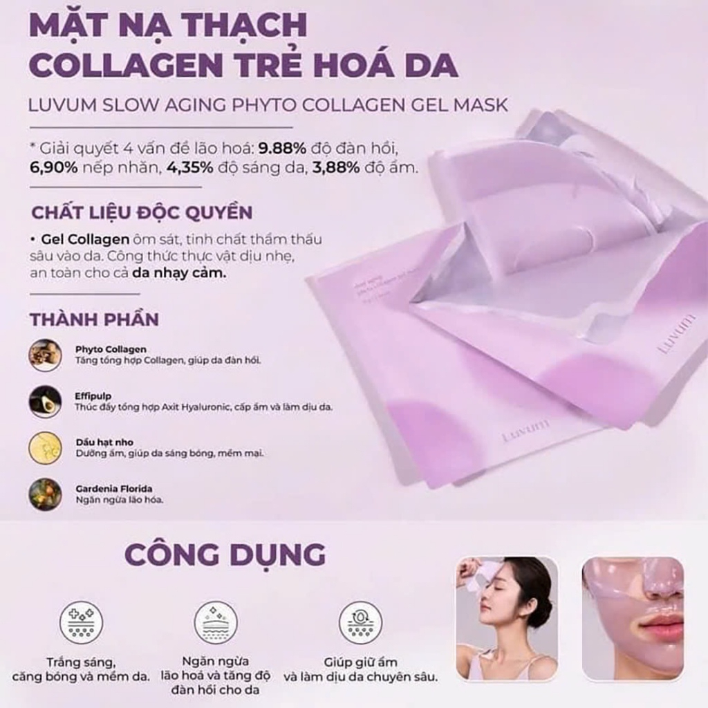 Mặt Nạ Thạch LUVUM Pore Reset Mud Mask,Green Citrus vitamin C Gel Mask Plus, Slow Aging Phyto Collagen Gel Mask