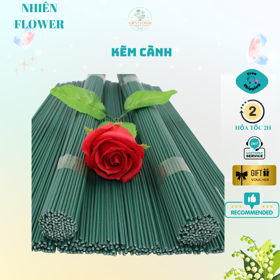 Kẽm Cành, Kẽm Thân Thép Bọc Nhựa Dùng Làm Thân Cây Hoa Kẽm Nhung, Hoa Tulip, Hoa Sen, DIY, Handmade