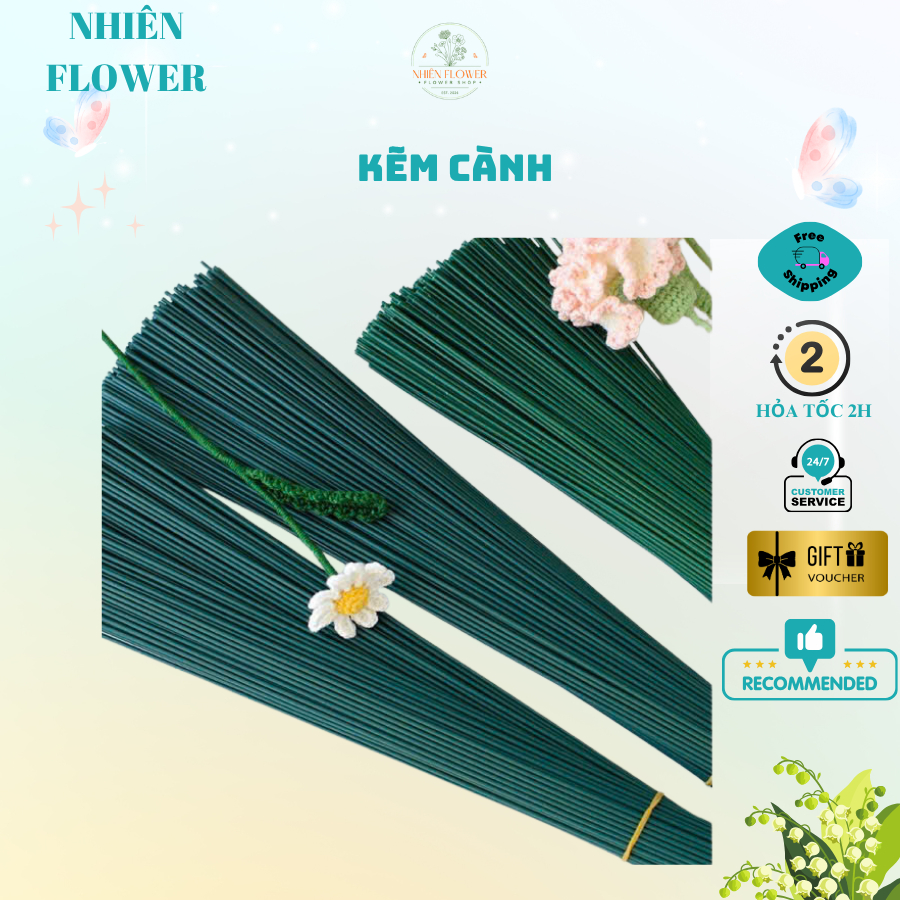 Kẽm Cành, Kẽm Thân Thép Bọc Nhựa Dùng Làm Thân Cây Hoa Kẽm Nhung, Hoa Tulip, Hoa Sen, DIY, Handmade