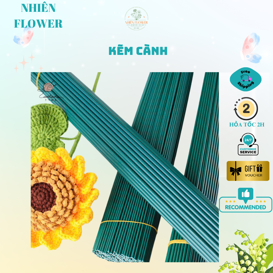 Kẽm Cành, Kẽm Thân Thép Bọc Nhựa Dùng Làm Thân Cây Hoa Kẽm Nhung, Hoa Tulip, Hoa Sen, DIY, Handmade