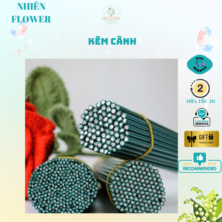 Kẽm Cành, Kẽm Thân Thép Bọc Nhựa Dùng Làm Thân Cây Hoa Kẽm Nhung, Hoa Tulip, Hoa Sen, DIY, Handmade