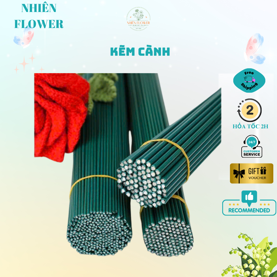 Kẽm Cành, Kẽm Thân Thép Bọc Nhựa Dùng Làm Thân Cây Hoa Kẽm Nhung, Hoa Tulip, Hoa Sen, DIY, Handmade