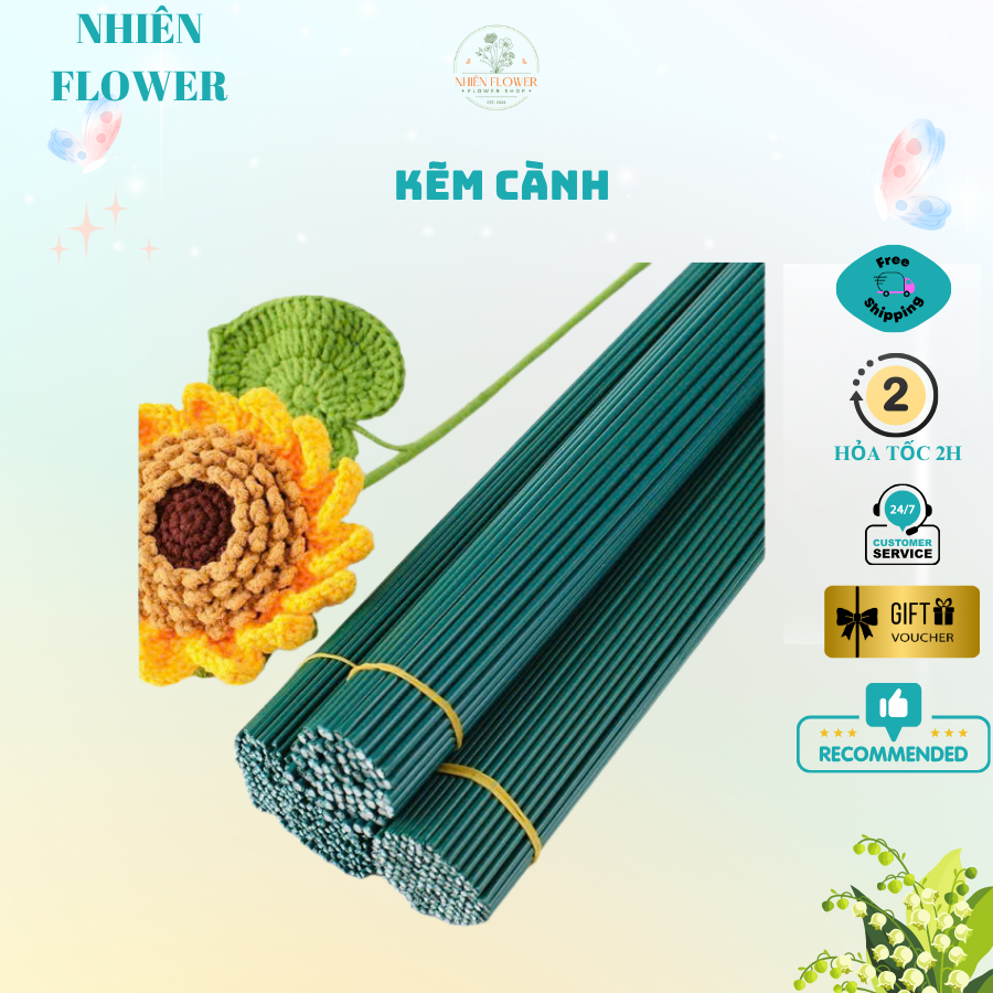 Kẽm Cành, Kẽm Thân Thép Bọc Nhựa Dùng Làm Thân Cây Hoa Kẽm Nhung, Hoa Tulip, Hoa Sen, DIY, Handmade