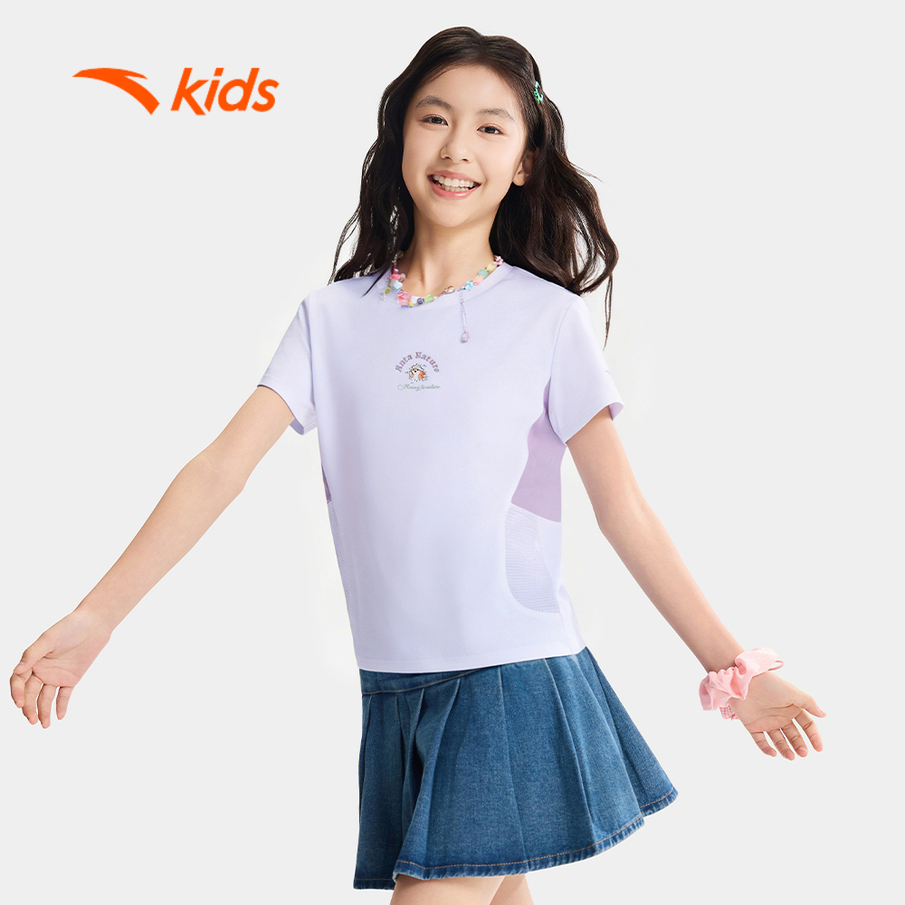 Anta Kids Áo Thun Bé Gái Thời Trang Thể Thao Mềm Mịn Mát lạnh 3626B6107