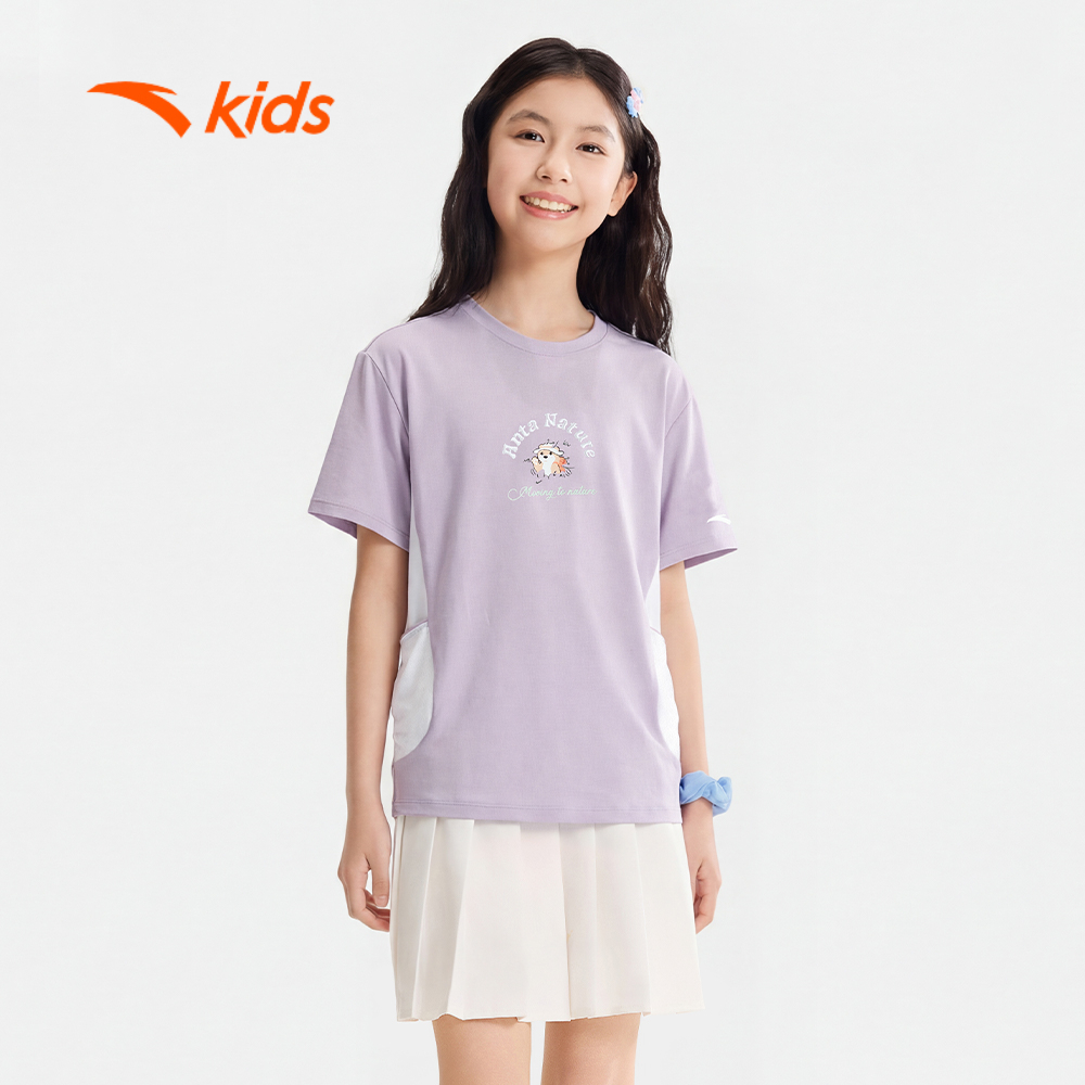 Anta Kids Áo Thun Bé Gái Thời Trang Thể Thao Mềm Mịn Mát lạnh 3626B6107