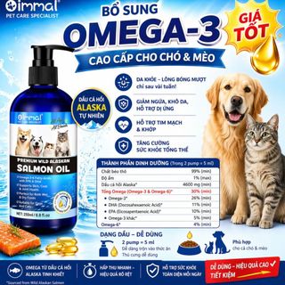 DẦU CÁ HỒI ALASKA OIMMAL 250ML – OMEGA 3-6 GIÚP ĐẸP LÔNG, TỐT KHỚP CHO CHÓ MÈO