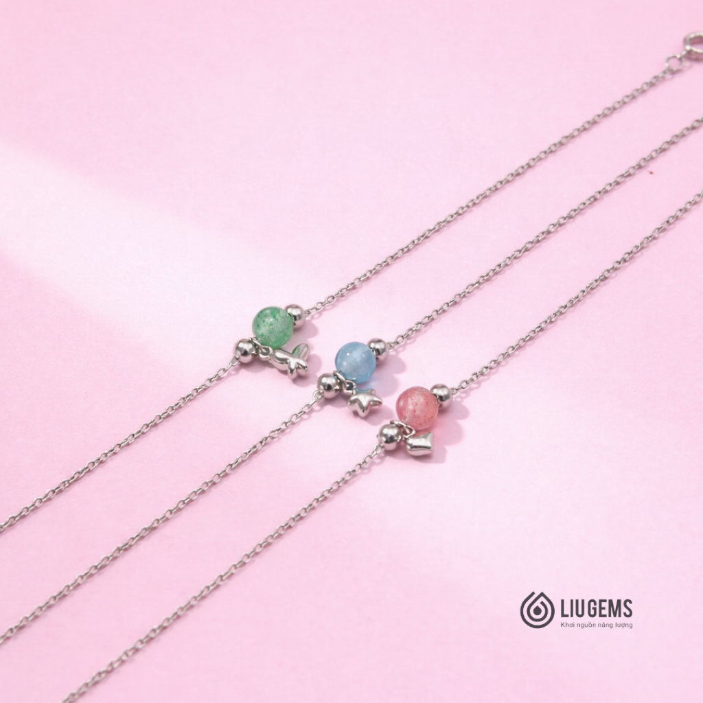 Lắc Chân Thép Không Gỉ 1 Hạt Liugems – Minimalist Đính Đá Năng Lượng & Charm Mini Tinh Tế LCT01