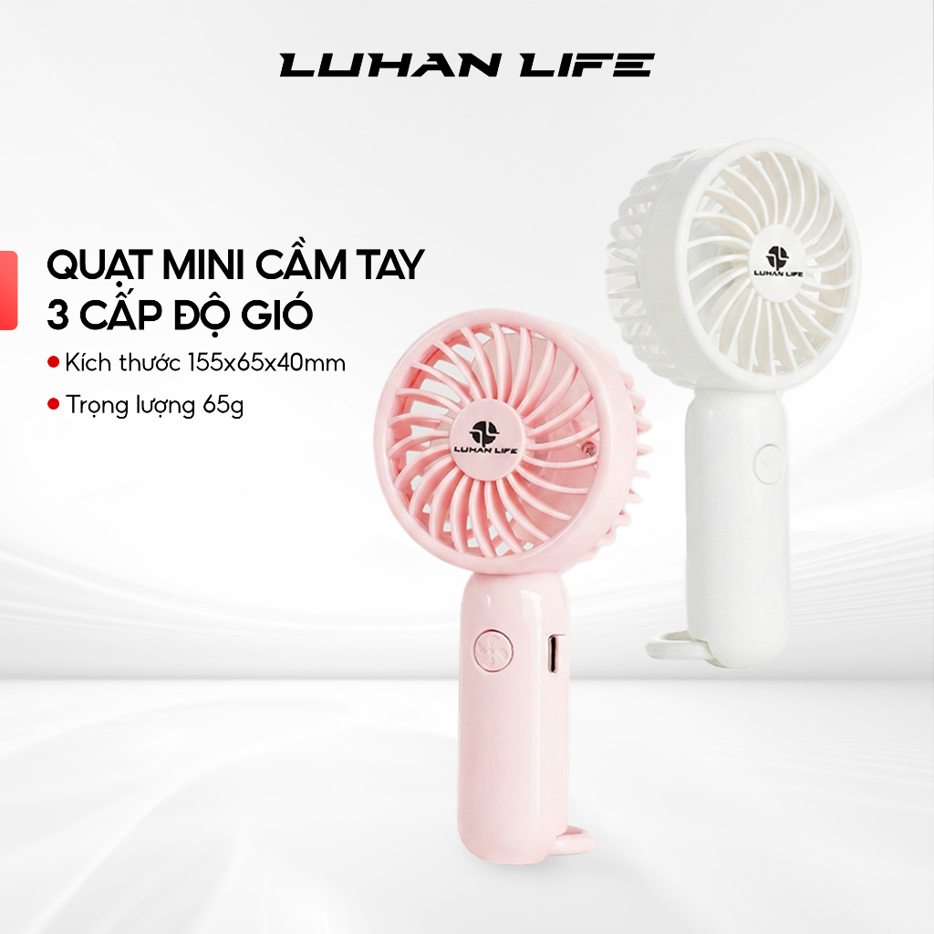 Quạt Cầm Tay sò lạnh Mini Tích Điện LUHAN LIFE , Quạt Tích Điện 3 Chế Độ Gió, Sạc Type C Tiện Lợi