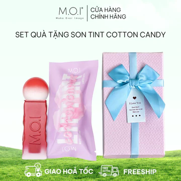 SET QUÀ TẶNG: Son Tint Lì M.O.I Cotton Candy Kèm Hộp Chữ Nhật Có Trang Trí Màu Ngẫu Nhiên