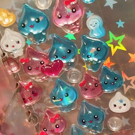 Sticker Pha Lê 3D Giọt Nước Y2K Ánh Nhũ Trong Suốt Chống Nước - Dán Trang Trí Điện Thoại, Sổ Tay, Laptop, Ốp Lưng DIY