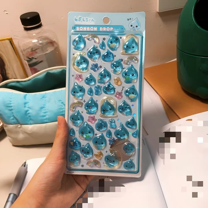 Sticker Pha Lê 3D Giọt Nước Y2K Ánh Nhũ Trong Suốt Chống Nước - Dán Trang Trí Điện Thoại, Sổ Tay, Laptop, Ốp Lưng DIY